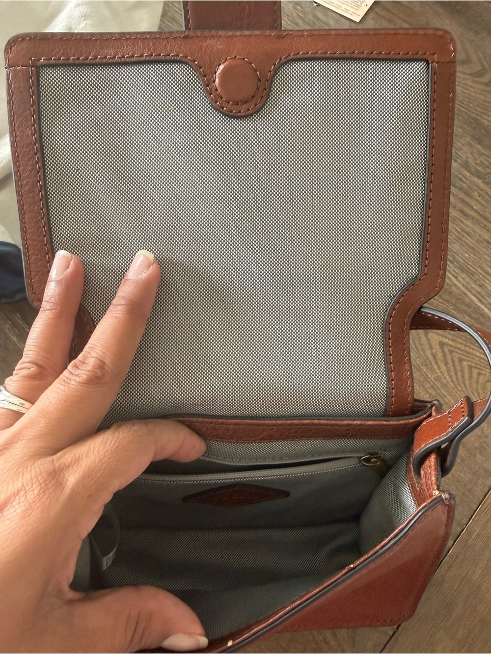 Fossil Saddle Brown Leather Buckle Crossbody - Picture 7 of 10